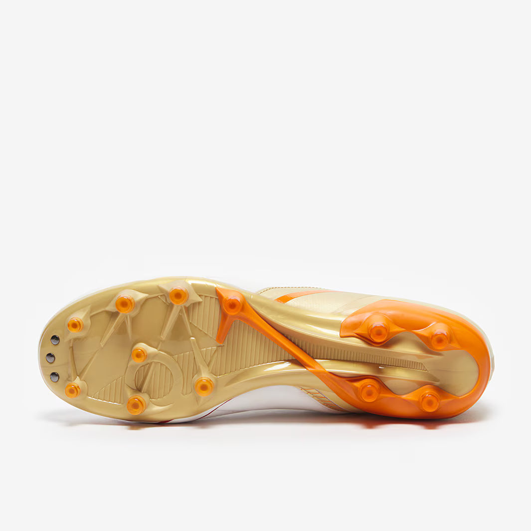 Diadora Maximus Elite Pro SLX FG Firm Ground Soccer Cleats - White/Chili Pepper/Russet Orange