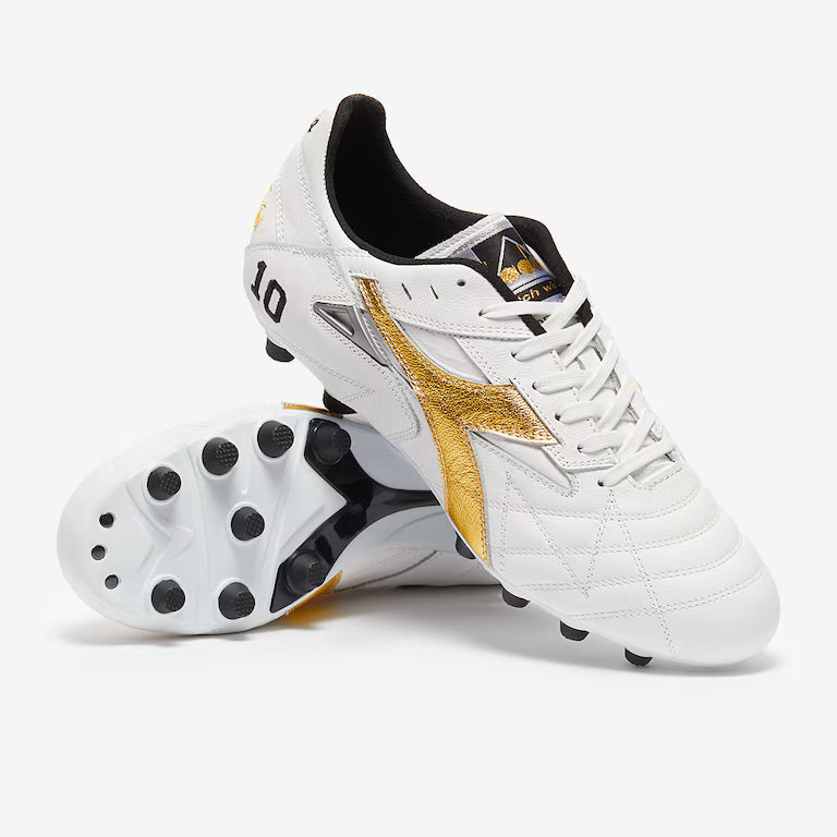 Diadora Match Winner Made in Italy OG LT+ MDPU Firm Ground Soccer Cleats - White/Gold
