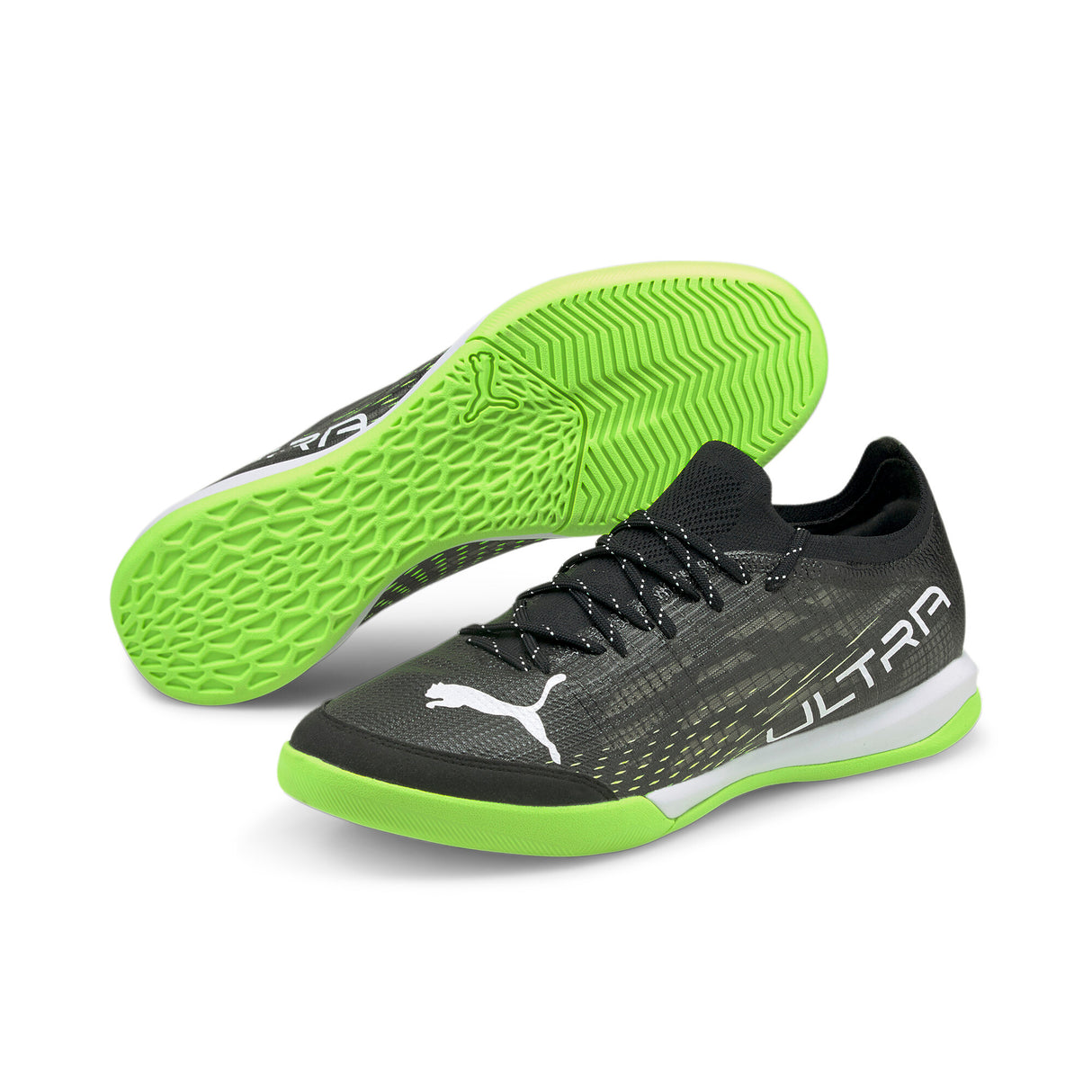 PUMA Ultra 1.3 Pro Court IT Indoor Soccer Shoes - Black/White/Green Glare