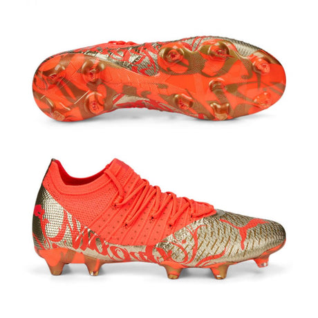 PUMA Future Z 1.4 Neymar JR FG/AG Botas de fútbol para terreno firme - Fiery Coral/Dorado