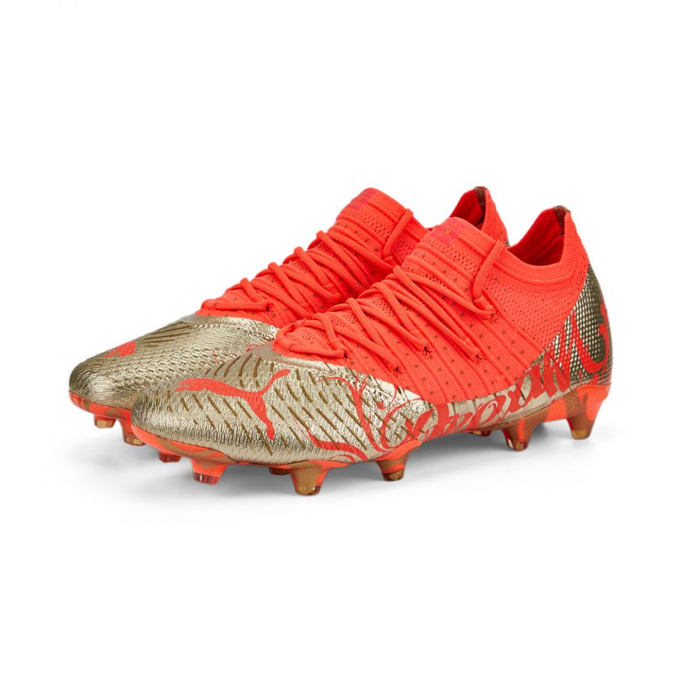 PUMA Future Z 1.4 Neymar JR FG/AG Firm Ground Soccer Cleats - Fiery Coral/Gold