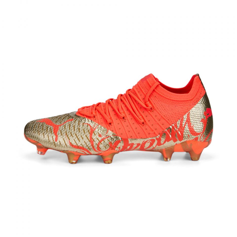 PUMA Future Z 1.4 Neymar JR FG/AG Firm Ground Soccer Cleats - Fiery Coral/Gold