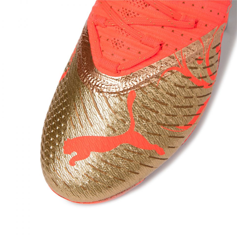 PUMA Future Z 1.4 Neymar JR FG/AG Firm Ground Soccer Cleats - Fiery Coral/Gold