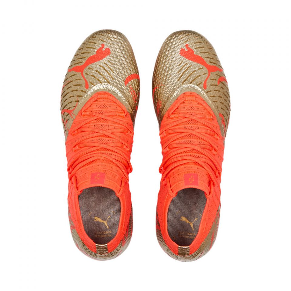 PUMA Future Z 1.4 Neymar JR FG/AG Firm Ground Soccer Cleats - Fiery Coral/Gold