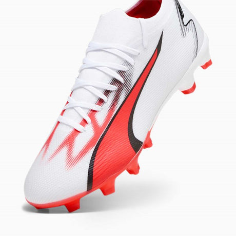 PUMA Ultra Match FG/AG Firm Ground Cleats - White/Black/Fire Orchid