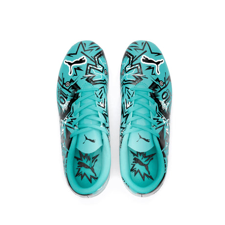 PUMA Ultra Play Christian Pulisic edición especial FG/AG JR Botas de fútbol juveniles - Azul Héroe/Negro/Blanco