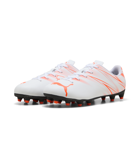 Tacos de fútbol PUMA Attacanto FG/AG JR - Blanco/Rojo Brillante