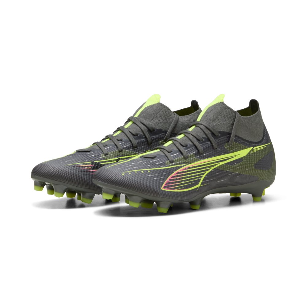 PUMA 5 Match + FG/AG Women's Firm/Multi-Ground Soccer Cleats - Matte Aged Silver/Yellow Alert/Aged Silver