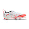 PUMA Ultra 5 Play FG/AG Firm/Multi-Ground Youth Soccer Cleats - White/Black/Glowing Red