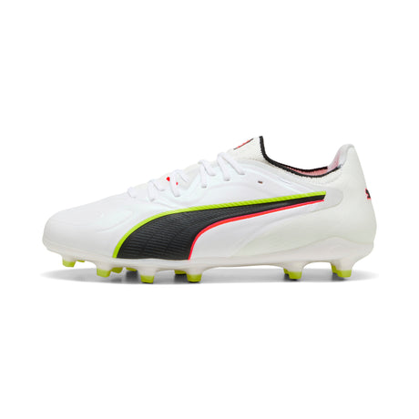 PUMA King 20 Ultimate FG/AG Firm/Multi-Ground Men's Soccer Cleats - White/Red/Yellow