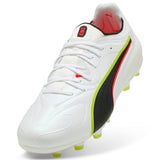 PUMA King 20 Ultimate FG/AG Firm/Multi-Ground Men's Soccer Cleats - White/Red/Yellow