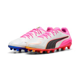 PUMA King 20 Ultimate FG/AG Firm Ground/Artificial Ground Men's Soccer Cleats - White/Pink/Aqua