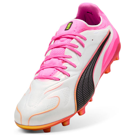 PUMA King 20 Ultimate FG/AG Firm Ground/Artificial Ground Men's Soccer Cleats - White/Pink/Aqua
