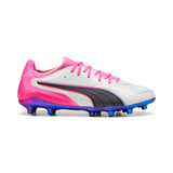 PUMA King 20 Ultimate FG/AG Firm Ground/Artificial Ground Men's Soccer Cleats - White/Pink/Aqua