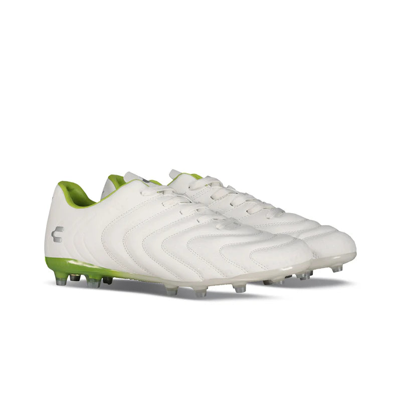 Charly Encore FG Firm Ground Football Boots White/Green