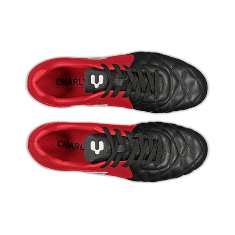 Tacos de fútbol Charly Legendario LT FG 2.0 para terreno firme - Negro/Rojo