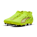 PUMA Ultra 6 Match+ Laceless FG/AG Firm/Multi-Ground Youth Soccer Cleats - Yellow/Black