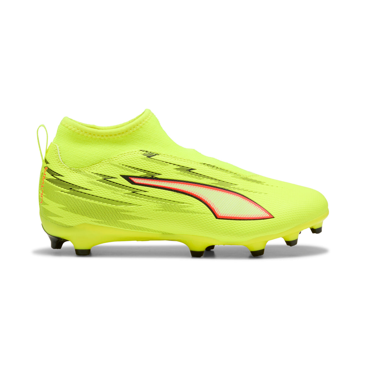 PUMA Ultra 6 Match+ Laceless FG/AG Firm/Multi-Ground Youth Soccer Cleats - Yellow/Black