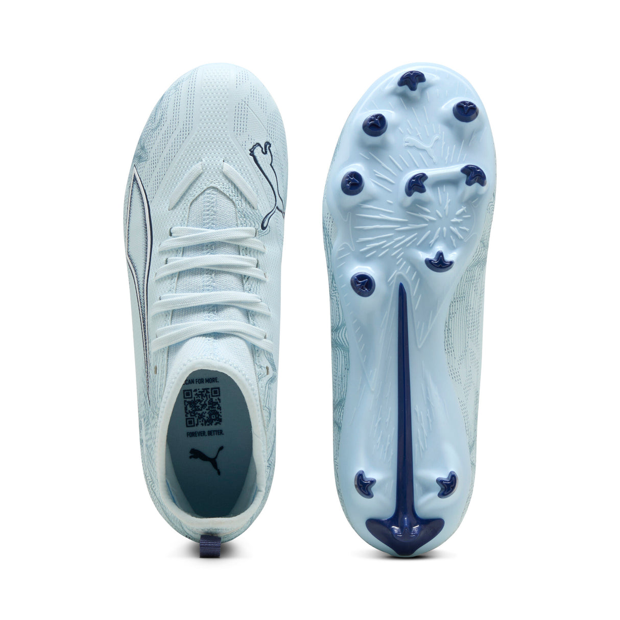 PUMA Ultra 6 Match FG/AG Firm Ground/Artificial Ground Youth Soccer Cleats - Icy Blue/White