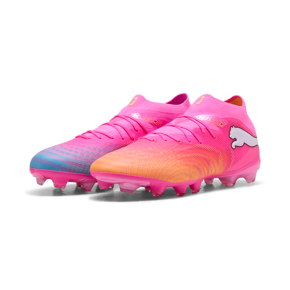 Tacos de fútbol PUMA Future 9 Pro FG/AG para hombre, terreno firme/artificial - Rosa/Turquesa/Blanco