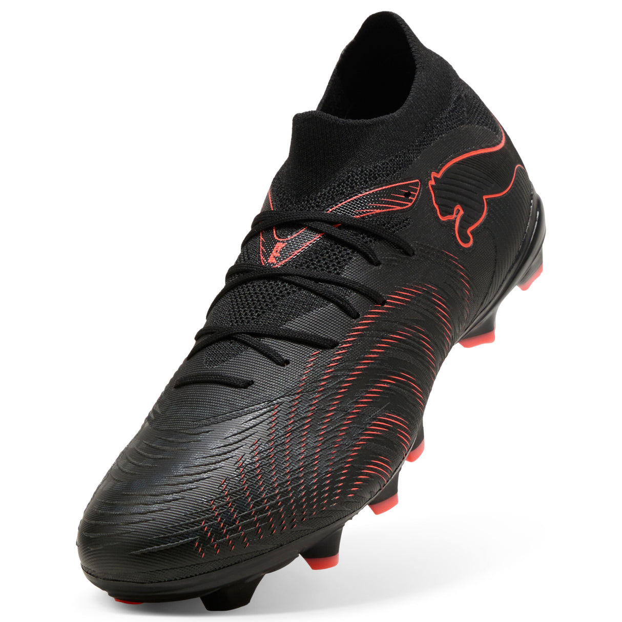 PUMA Future 9 Match FG/AG Firm Ground/Artificial Ground Men's Soccer Cleats - Black/Red/Gray