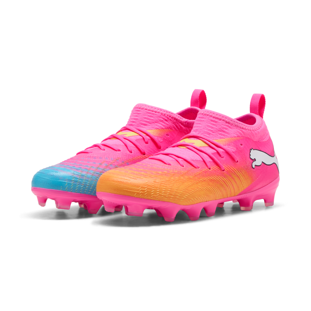 PUMA Future 9 Match FG/AG Firm Ground/Artificial Ground Youth Soccer Cleats - Pink/Aqua/White