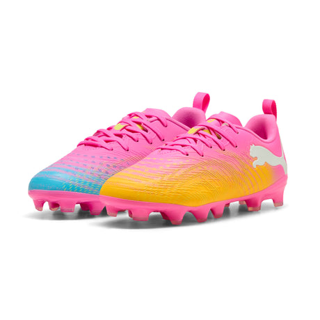 PUMA Future 9 Play FG/AG Botas de Fútbol Juveniles para Terreno Firme/Artificial - Rosa/Turquesa