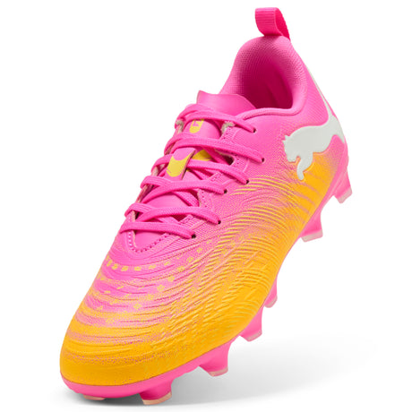 PUMA Future 9 Play FG/AG Botas de Fútbol Juveniles para Terreno Firme/Artificial - Rosa/Turquesa
