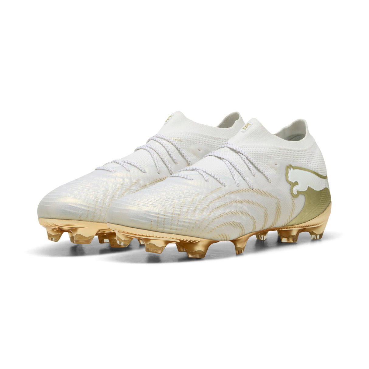 PUMA Future 9 Ultimate FG Firm Ground Men's Soccer Cleats - White/Gold/Black
