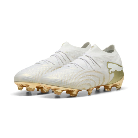 PUMA Future 9 Ultimate FG Firm Ground Men's Soccer Cleats - White/Gold/Black