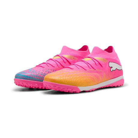Tacos de fútbol masculinos PUMA Future 9 Match TT Turf - Rosa/Aqua