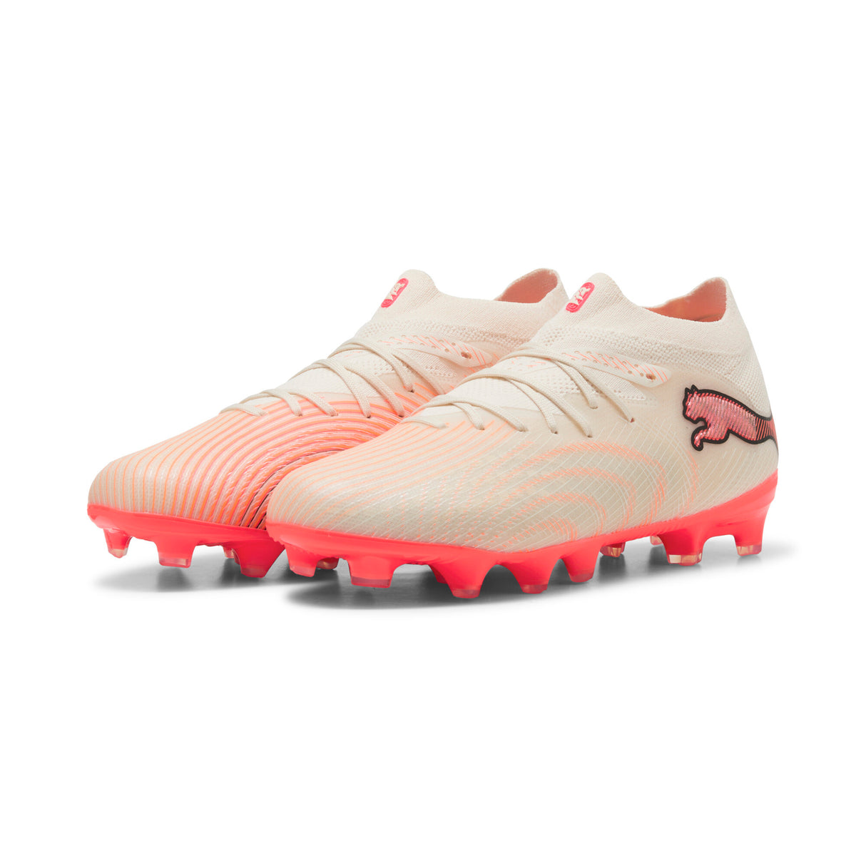 PUMA Future 9 Pro FG/AG Firm Ground/Artificial Ground Youth Soccer Cleats - White/Red