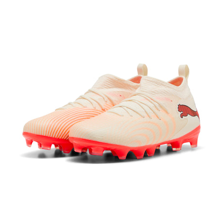 PUMA Future 9 Match FG/AG Firm Ground/Artificial Ground Youth Soccer Cleats - White/Red