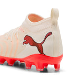 PUMA Future 9 Match FG/AG Firm Ground/Artificial Ground Youth Soccer Cleats - White/Red