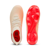 PUMA Future 9 Match FG/AG Firm Ground/Artificial Ground Youth Soccer Cleats - White/Red