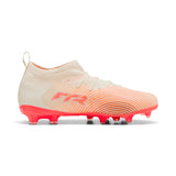 PUMA Future 9 Match FG/AG Firm Ground/Artificial Ground Youth Soccer Cleats - White/Red