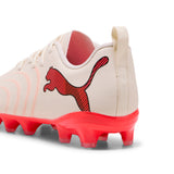 PUMA Future 9 Play FG/AG Firm Ground/Artificial Ground Youth Soccer Cleats - White/Red
