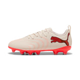 PUMA Future 9 Play FG/AG Firm Ground/Artificial Ground Youth Soccer Cleats - White/Red