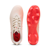 PUMA Future 9 Play FG/AG Firm Ground/Artificial Ground Youth Soccer Cleats - White/Red