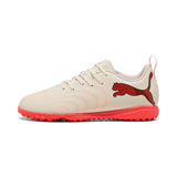 PUMA Future 9 Play TT Turf Youth Soccer Cleats - White/Red