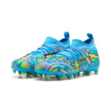 PUMA Future 9 Match Advanced Level FG/AG Firm Ground/Artificial Ground Youth Soccer Cleats - White/Blue/Pink/Yellow