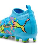 PUMA Future 9 Match Advanced Level FG/AG Firm Ground/Artificial Ground Youth Soccer Cleats - White/Blue/Pink/Yellow