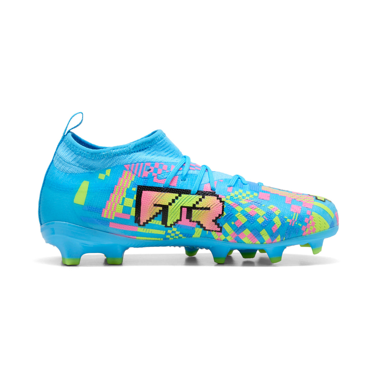PUMA Future 9 Match Advanced Level FG/AG Firm Ground/Artificial Ground Youth Soccer Cleats - White/Blue/Pink/Yellow