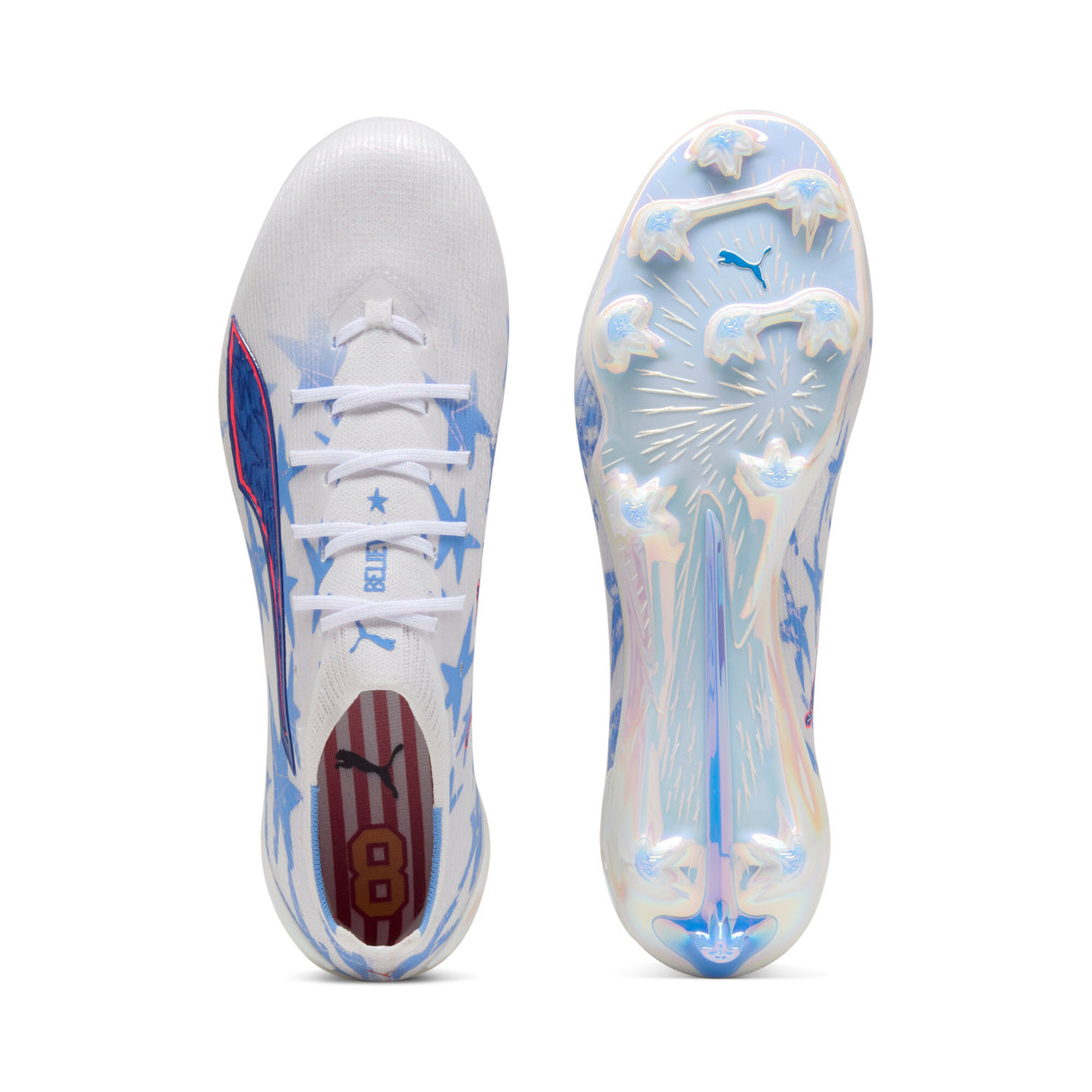 PUMA Ultra 6 Ultimate Kidsuper X CP FG Firm Ground Men's Soccer Cleats - White/Pink Blue