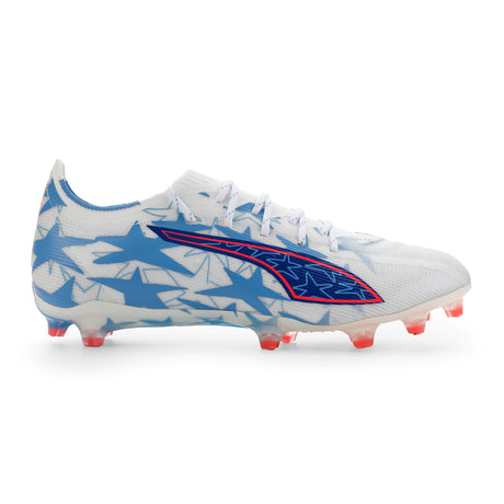 Botas de fútbol PUMA Ultra 6 Match KidSuper X CP FG/AG para hombre, terreno firme/artificial - Blanco/Rosa/Azul
