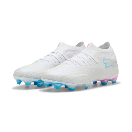 PUMA Future 9 Ultimate White FG Firm Ground Men's Soccer Cleats - White/Blue/Pink