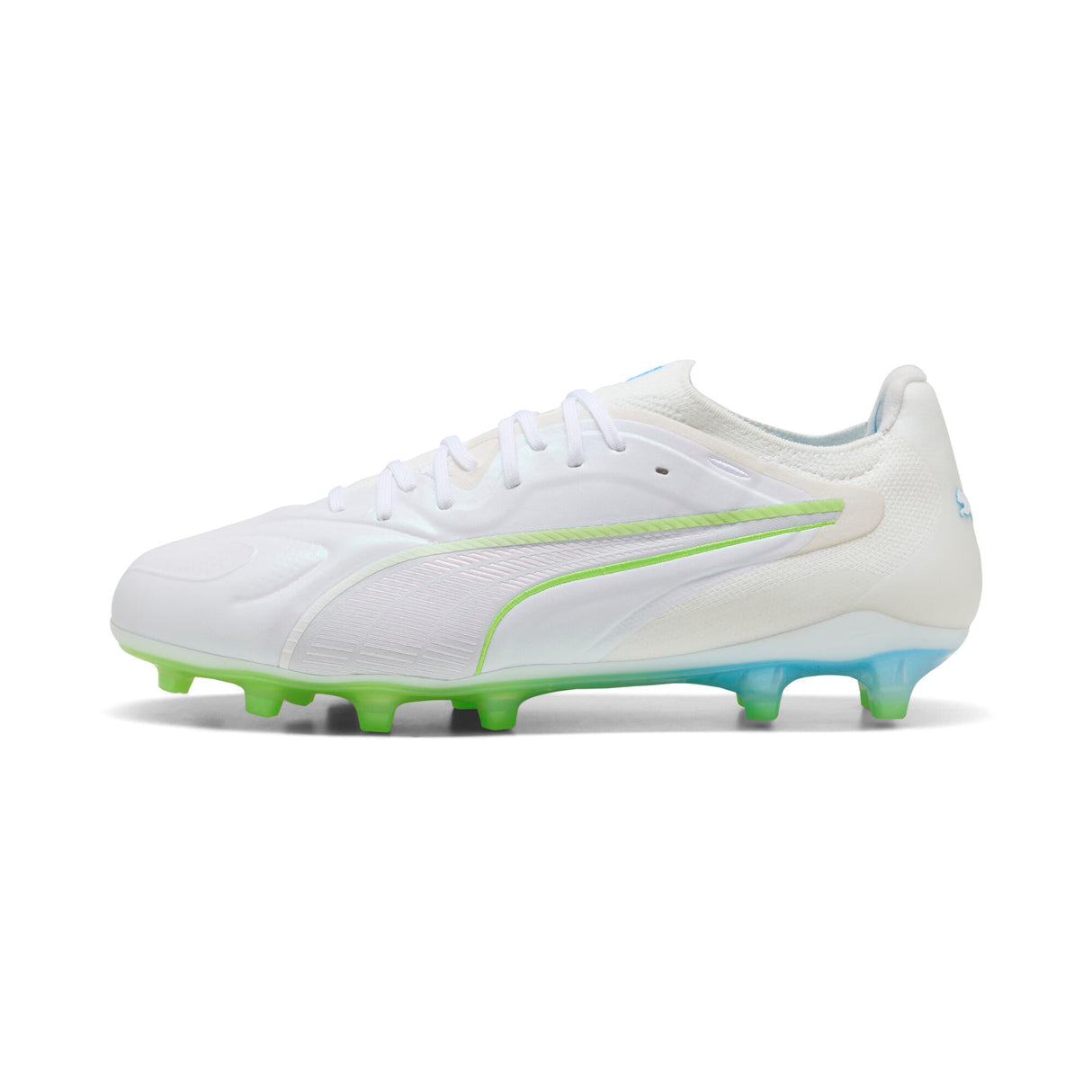 PUMA King 20 Ultimate White FG/AG Firm Ground/Artificial Ground Men's Soccer Cleats - White/Blue/Green