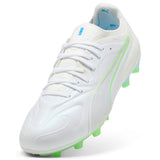 PUMA King 20 Ultimate White FG/AG Firm Ground/Artificial Ground Men's Soccer Cleats - White/Blue/Green