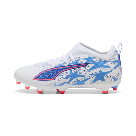 PUMA Ultra 6 Match FG/AG Christian Pulisic X Kidsuper FG/AG Youth Soccer Cleats - White/Pink Lilac/Dusky Blue