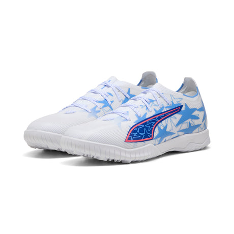 PUMA Ultra 6 Match KidSuper X CP TT Botas de fútbol para hombre de césped artificial - Blanco/Rosa/Azul